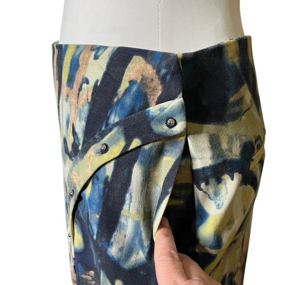 RACHEL Rachel Roy Skirt Size 4 Blue Printed Hardware-Detail Envelope Pencil - Picture 9 of 14